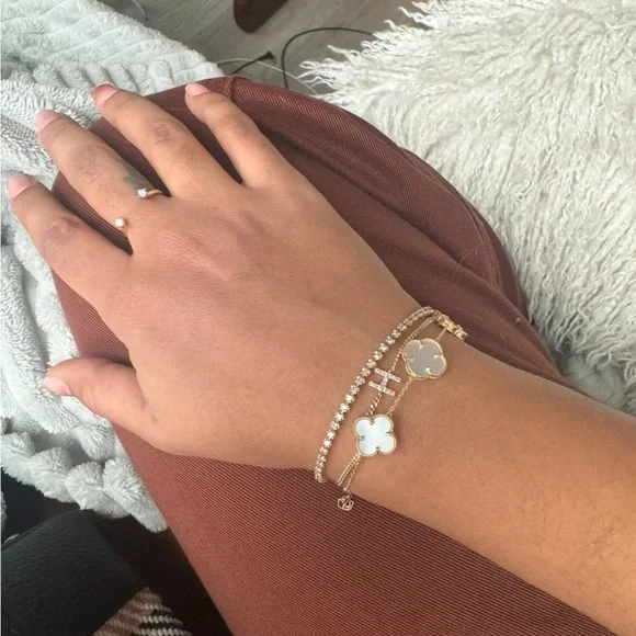 18k gold mother of pearl bracelet - Picture 2 of 3